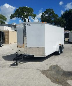 7x16 TA Trailer - White, Ramp, Side Door, Extra Height, Extended Tongue