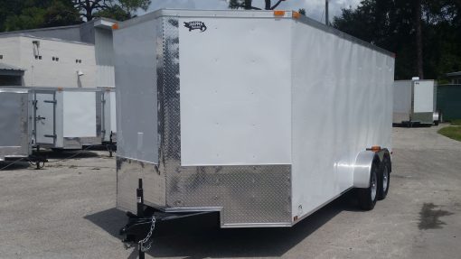 7x18 TA Trailer - White, Ramp, Side Door, Extra Height