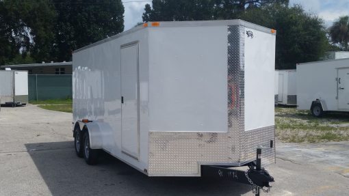 7x18 TA Trailer - White, Ramp, Side Door, Extra Height