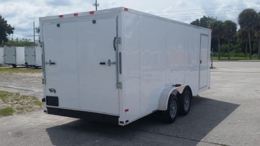 7x18 TA Trailer - White, Ramp, Side Door, Extra Height