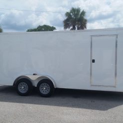 7x18 TA Trailer - White, Ramp, Side Door, Extra Height