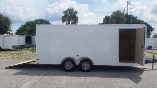 7x18 TA Trailer - White, Ramp, Side Door, Extra Height