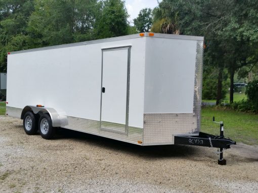 7x20 TA Trailer - White, Ramp, Side Door, Extra Height, ATP Wrap