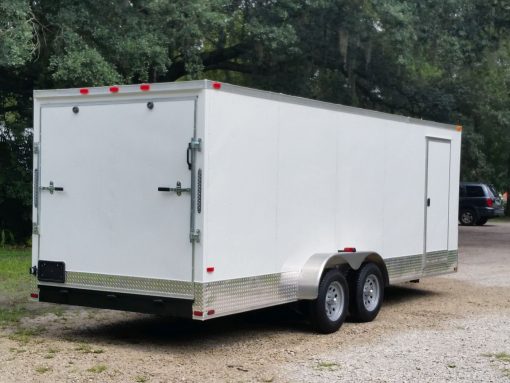 7x20 TA Trailer - White, Ramp, Side Door, Extra Height, ATP Wrap