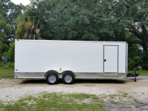 7x20 TA Trailer - White, Ramp, Side Door, Extra Height, ATP Wrap