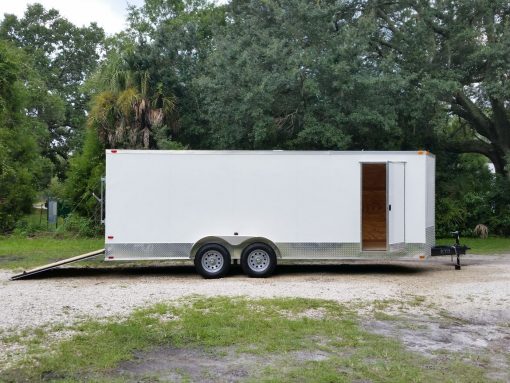 7x20 TA Trailer - White, Ramp, Side Door, Extra Height, ATP Wrap