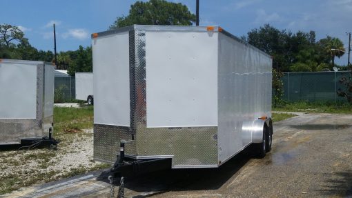 7x20 TA Trailer - White, Ramp, Side Door, Extra Height