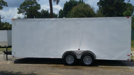 7x20 TA Trailer - White, Ramp, Side Door, Extra Height