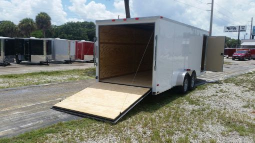 7x20 TA Trailer - White, Ramp, Side Door, Extra Height