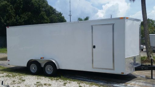 7x20 TA Trailer - White, Ramp, Side Door, Extra Height