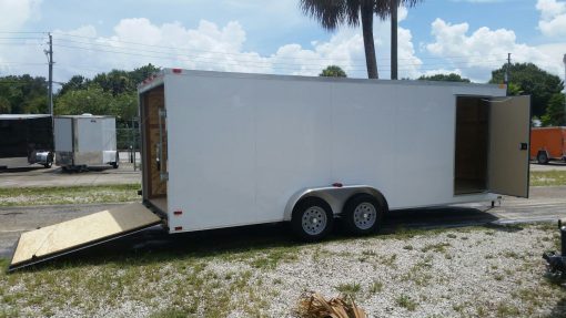 7x20 TA Trailer - White, Ramp, Side Door, Extra Height