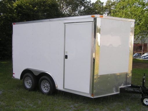 8.5x12 TA Trailer - White, Ramp, Side Door, and D-Rings