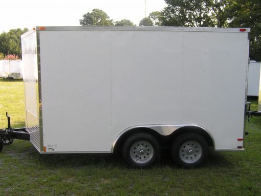 8.5x12 TA Trailer - White, Ramp, Side Door, and D-Rings