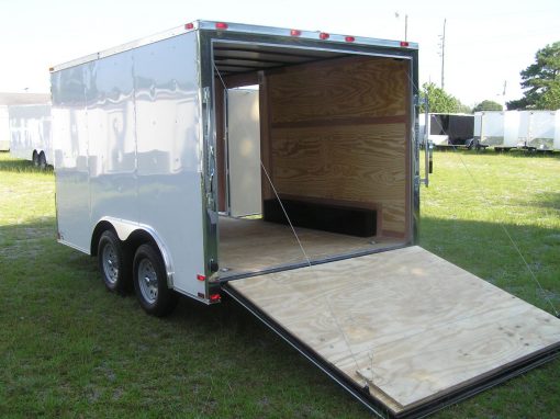 8.5x12 TA Trailer - White, Ramp, Side Door, and D-Rings