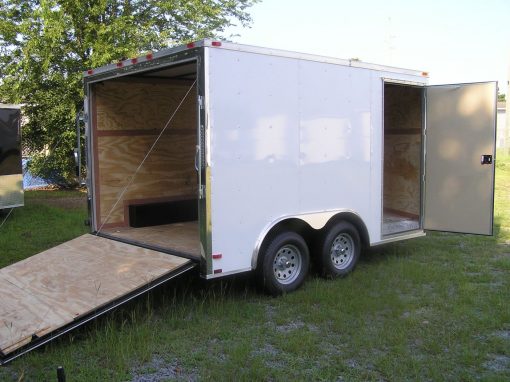 8.5x12 TA Trailer - White, Ramp, Side Door, and D-Rings