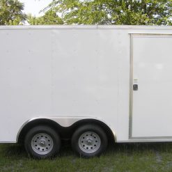 8.5x12 TA Trailer - White, Ramp, Side Door, and D-Rings