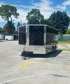 8.5x14 TA Trailer - Black, Ramp, Side Door, and D-Rings