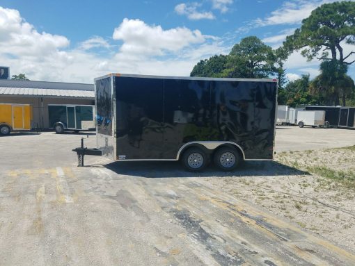 8.5x14 TA Trailer - Black, Ramp, Side Door, and D-Rings