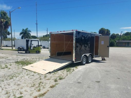 8.5x14 TA Trailer - Black, Ramp, Side Door, and D-Rings