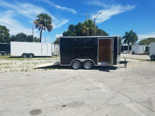 8.5x14 TA Trailer - Black, Ramp, Side Door, and D-Rings