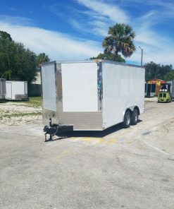 8.5x14 TA Trailer - White, Ramp, Side Door, and D-Rings