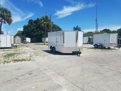 8.5x14 TA Trailer - White, Ramp, Side Door, and D-Rings