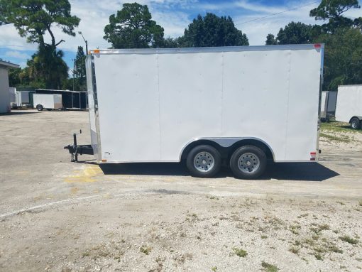 8.5x14 TA Trailer - White, Ramp, Side Door, and D-Rings