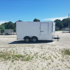 8.5x14 TA Trailer - White, Ramp, Side Door, and D-Rings