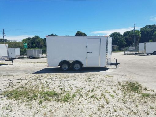 8.5x14 TA Trailer - White, Ramp, Side Door, and D-Rings