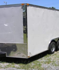 8.5x14 TA Trailer - White, Ramp, Side Door, and D-Rings