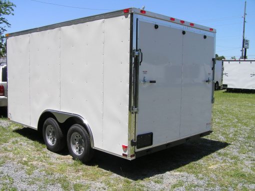 8.5x14 TA Trailer - White, Ramp, Side Door, and D-Rings