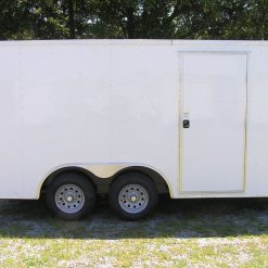 8.5x14 TA Trailer - White, Ramp, Side Door, and D-Rings