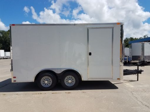 8.5x14 TA Trailer - White, Double Barn Doors, Side Door, Flat Front, Extended Tongue, Electrical Package, Interior Lining