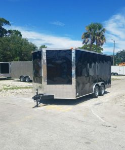 8.5x16 TA Trailer - Black, Ramp, Side Door, and D-Rings