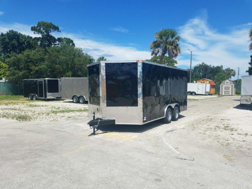 8.5x16 TA Trailer - Black, Ramp, Side Door, and D-Rings