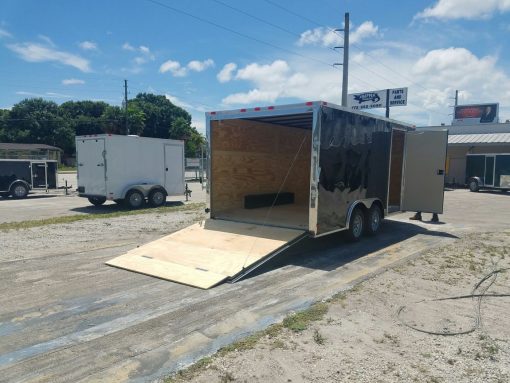 8.5x16 TA Trailer - Black, Ramp, Side Door, and D-Rings