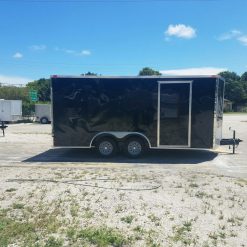 8.5x16 TA Trailer - Black, Ramp, Side Door, and D-Rings