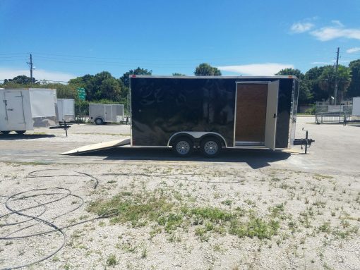 8.5x16 TA Trailer - Black, Ramp, Side Door, and D-Rings