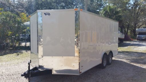 8.5x16 TA Trailer - White, Ramp, Side Door, and D-Rings