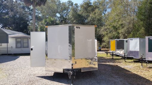 8.5x16 TA Trailer - White, Ramp, Side Door, and D-Rings