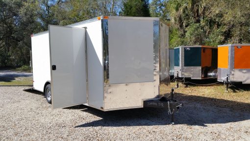 8.5x16 TA Trailer - White, Ramp, Side Door, and D-Rings