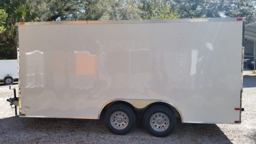 8.5x16 TA Trailer - White, Ramp, Side Door, and D-Rings