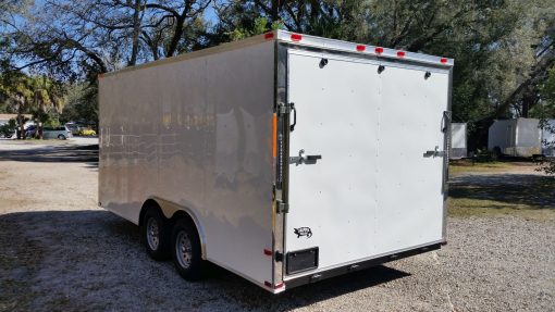 8.5x16 TA Trailer - White, Ramp, Side Door, and D-Rings