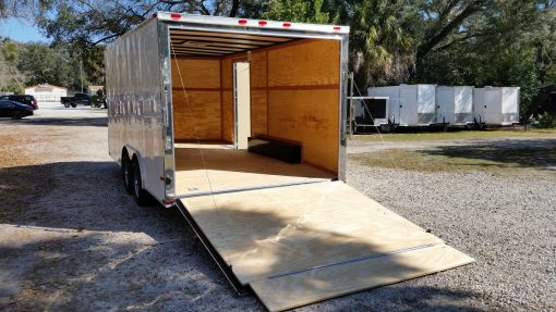 8.5x16 TA Trailer - White, Ramp, Side Door, and D-Rings