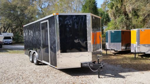 8.5x18 TA Trailer - Black, Ramp, Side Door, and D-Rings