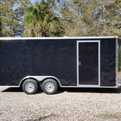 8.5x18 TA Trailer - Black, Ramp, Side Door, and D-Rings