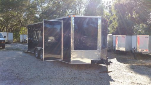 8.5x20 TA Trailer - Black, Ramp, Side Door, and D-Rings