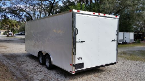 8.5x20 TA Trailer - White, Ramp, Side Door, and D-Rings