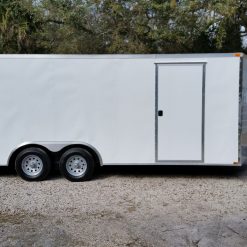 8.5x20 TA Trailer - White, Ramp, Side Door, and D-Rings