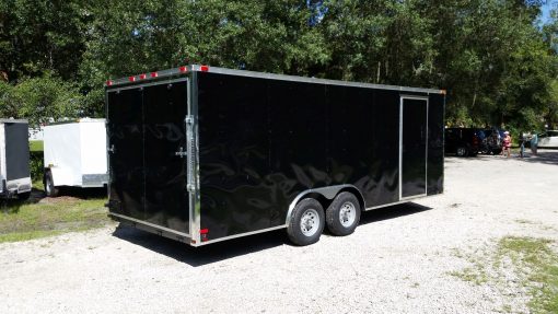 8.5x20 TA Trailer - Black, Ramp, Side Door, D-Rings, 5K Axles, and Radials